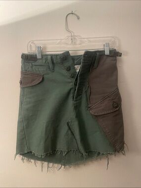 MOTHER G.I. Jane Olive Green and Dark Brown Two-Tone Utility Mini Skirt